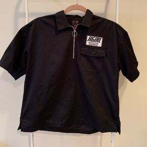 X-Girl black short sleeve work shirt